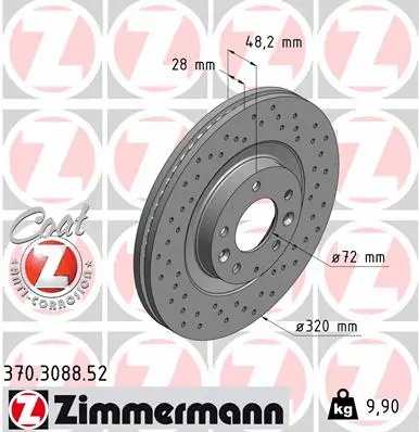 Disque de frein ZIMMERMANN 370.3088.52