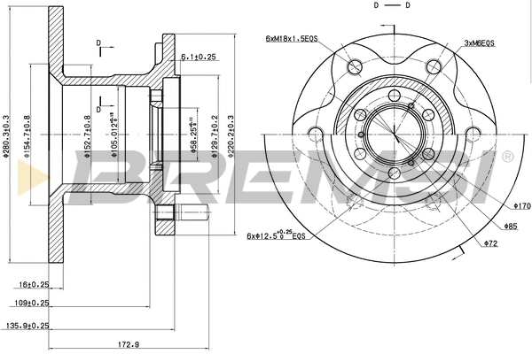 Disque de frein BREMSI CD6139S