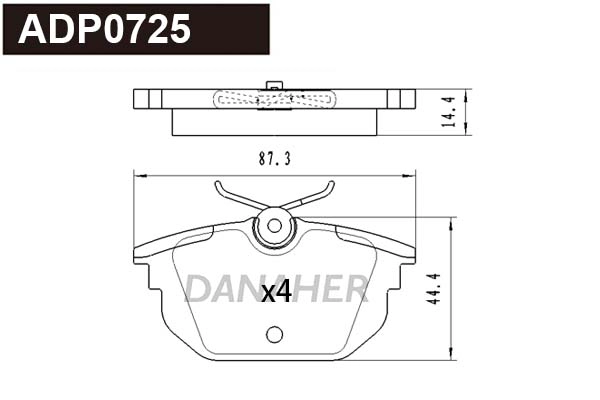 Kit de plaquettes de frein, frein à disque DANAHER ADP0725