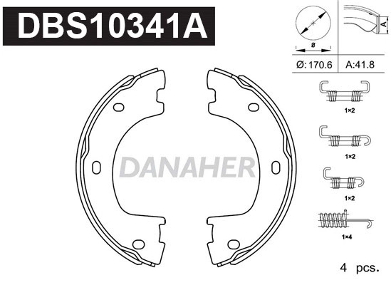 Jeu de mâchoires de frein, frein de stationnement DANAHER DBS10341A