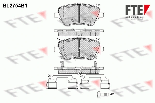 Kit de plaquettes de frein, frein à disque FTE 9010962