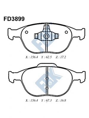 Kit de plaquettes de frein, frein à disque FBK FD3899