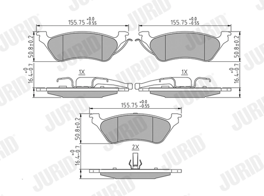 Kit de plaquettes de frein, frein à disque JURID 572505J