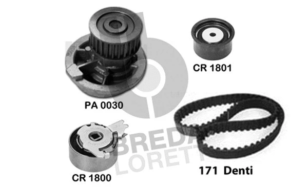 Pompe à eau + kit de courroie crantée BREDA LORETT KPA0368A