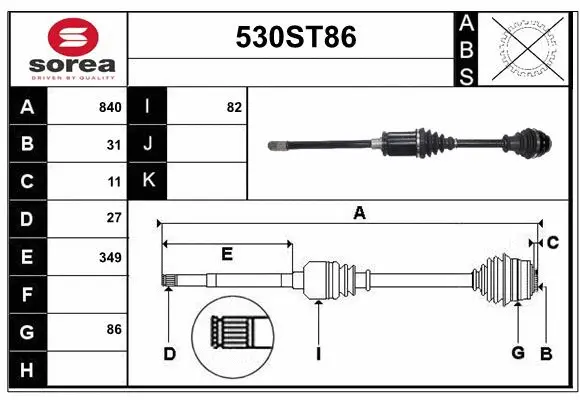 Arbre de transmission STARTCAR 530ST86