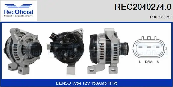 Alternateur RECOFICIAL REC2040274.0