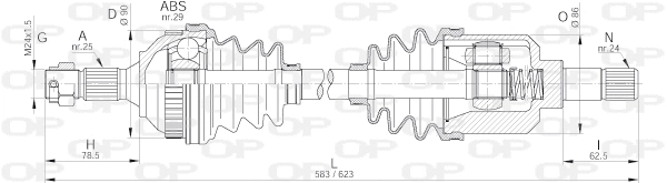 Arbre de transmission OPEN PARTS DRS6235.00