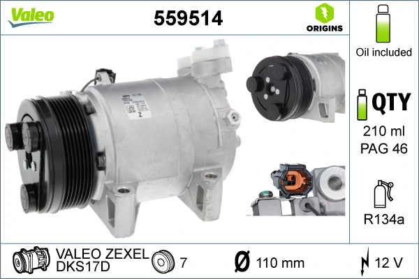 Compresseur, climatisation VALEO 559514