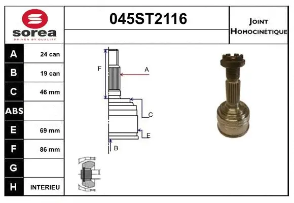 Jeu de joints, arbre de transmission STARTCAR 045ST2116