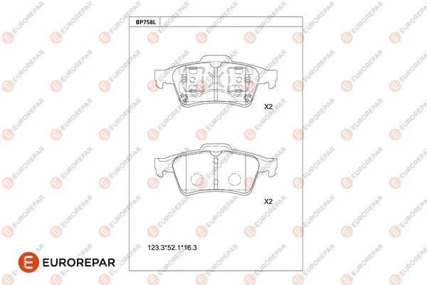 Kit de plaquettes de frein, frein à disque EUROREPAR 1681270380