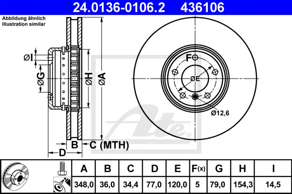 Disque de frein ATE-APAC 24.0136-0106.2
