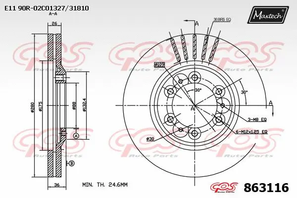 Disque de frein MAXTECH 863116