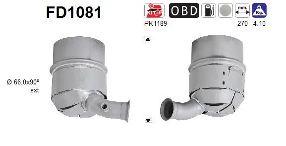 Filtre à particules / à suie, échappement AS FD1081