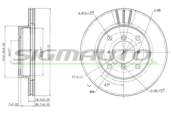 Disque de frein SIGMAUTO DBA400V