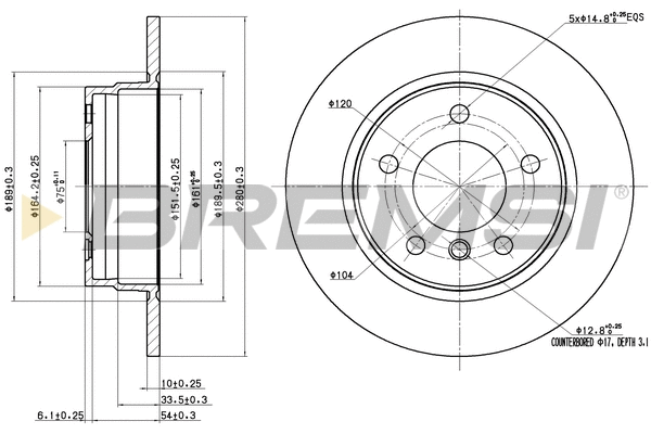 Disque de frein BREMSI CD6249S