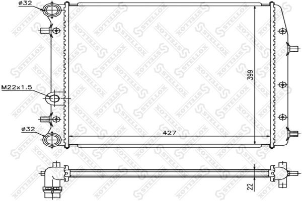 Radiateur, refroidissement du moteur STELLOX 10-25462-SX