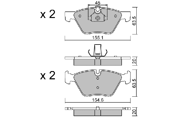 Kit de plaquettes de frein, frein à disque AISIN BPBM-1007