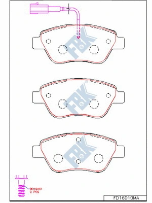 Kit de plaquettes de frein, frein à disque FBK FD16010MA