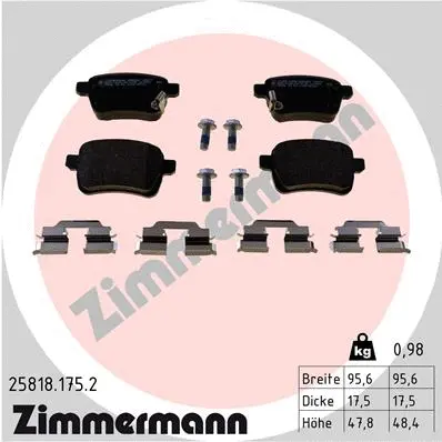 Kit de plaquettes de frein, frein à disque ZIMMERMANN 25818.175.2