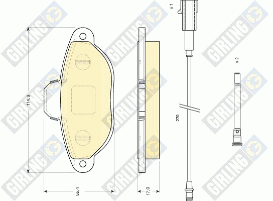 Kit de plaquettes de frein, frein à disque GIRLING 6117453