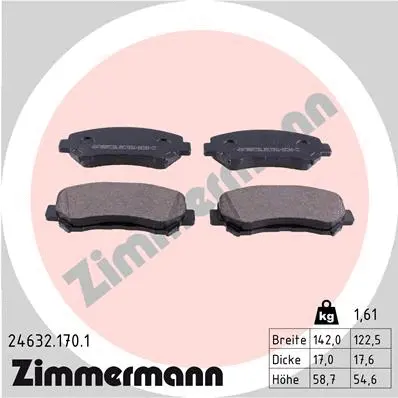 Kit de plaquettes de frein, frein à disque ZIMMERMANN 24632.170.1