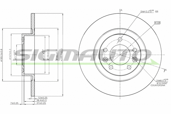 Disque de frein SIGMAUTO DBC297S