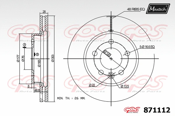 Disque de frein MAXTECH 871112