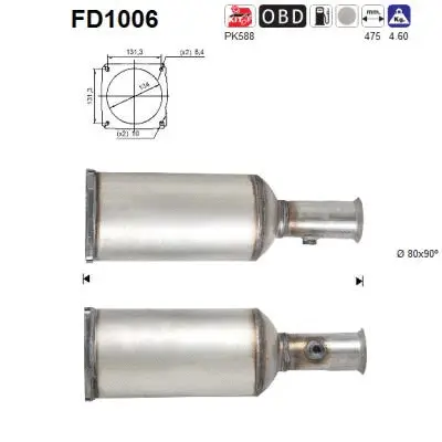 Filtre à particules / à suie, échappement AS FD1006