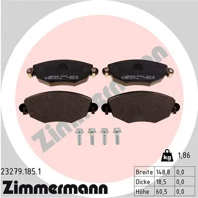 Kit de plaquettes de frein, frein à disque ZIMMERMANN 23279.185.1