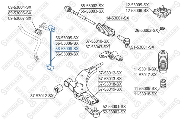 Entretoise/tige, stabilisateur STELLOX 56-53008-SX
