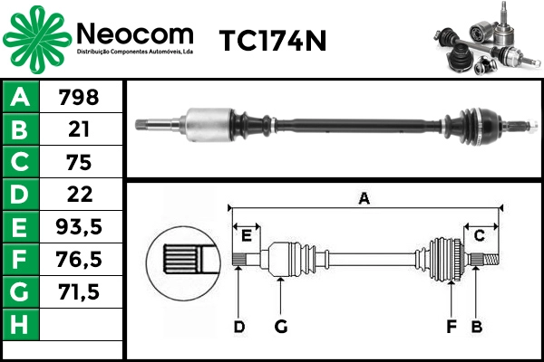 Arbre de transmission NEOCOM TC174N