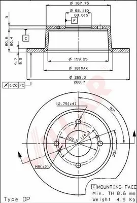 Disque de frein VILLAR 628.1161