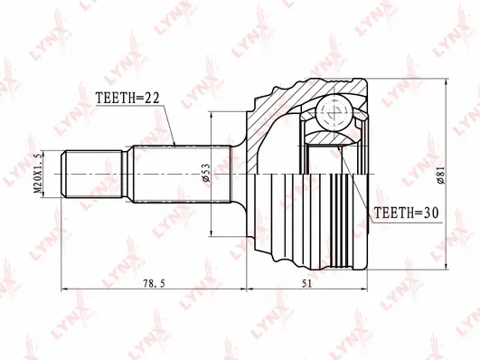 Jeu de joints, arbre de transmission LYNXAUTO CO-8014