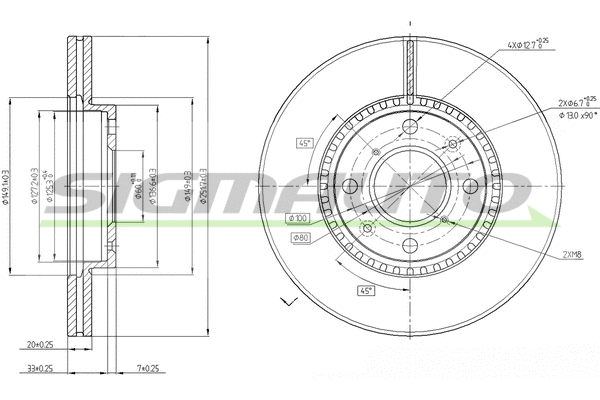 Disque de frein SIGMAUTO DBB520V
