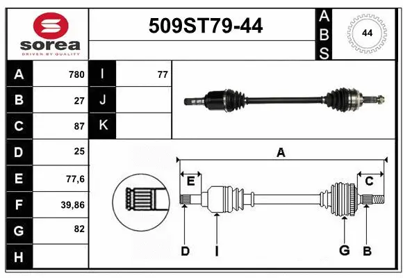 Arbre de transmission STARTCAR 509ST79-44
