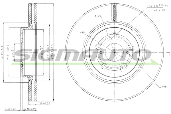 Disque de frein SIGMAUTO DBB315V