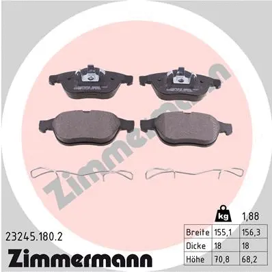Kit de plaquettes de frein, frein à disque ZIMMERMANN 23245.180.2