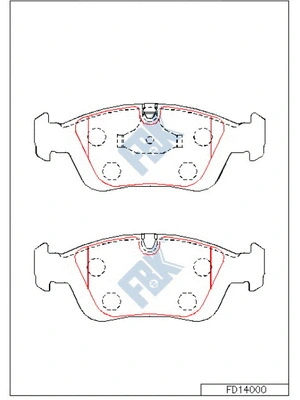Kit de plaquettes de frein, frein à disque FBK FD14000