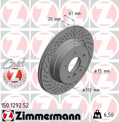 Disque de frein ZIMMERMANN 150.1292.52