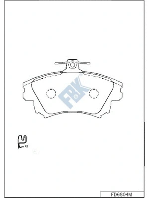 Kit de plaquettes de frein, frein à disque FBK FD6804M