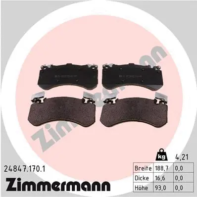 Kit de plaquettes de frein, frein à disque ZIMMERMANN 24847.170.1