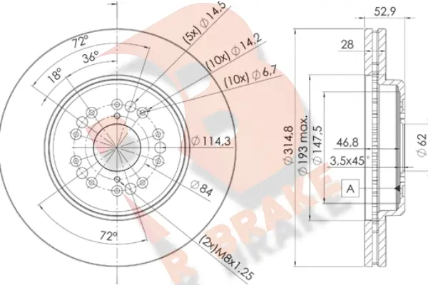 Disque de frein R BRAKE 78RBD22649