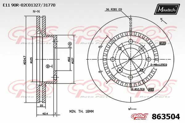 Disque de frein MAXTECH 863504