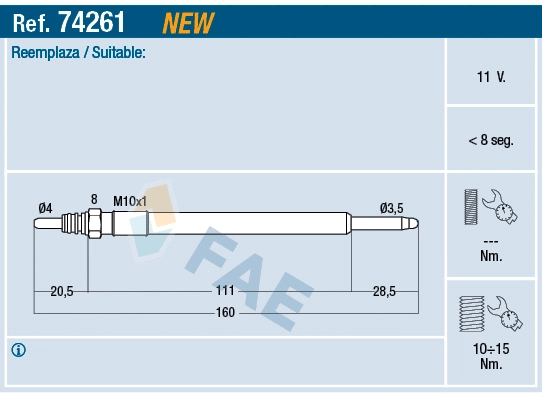 Bougie de préchauffage FAE 74261