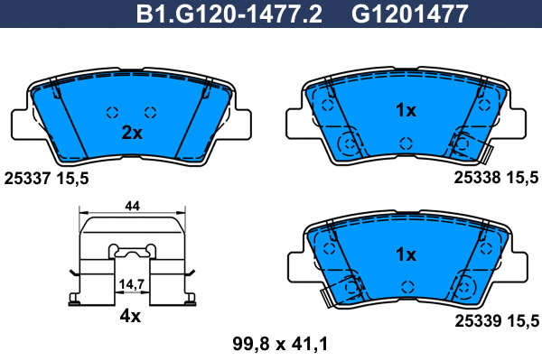 Kit de plaquettes de frein, frein à disque GALFER B1.G120-1477.2