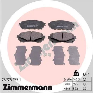 Kit de plaquettes de frein, frein à disque ZIMMERMANN 25725.155.1