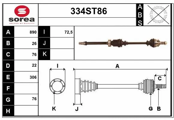 Arbre de transmission STARTCAR 334ST86