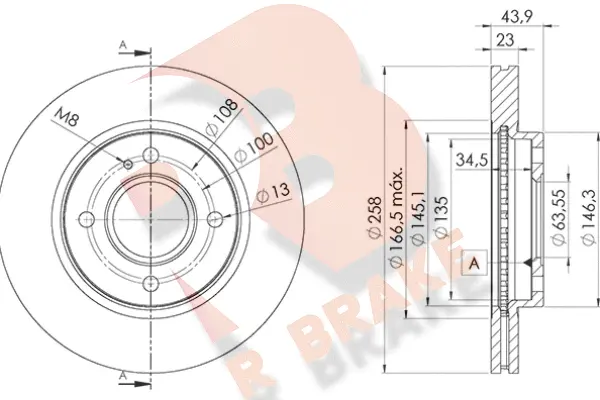 Disque de frein R BRAKE 78RBD25636