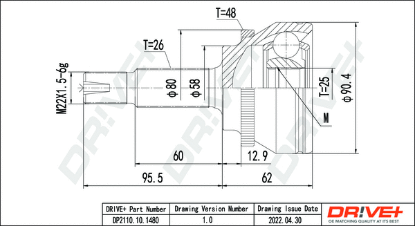 Jeu de joints, arbre de transmission Dr!ve+ DP2110.10.1480