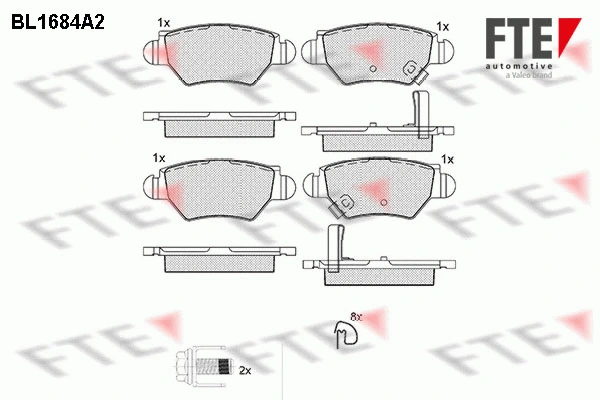 Kit de plaquettes de frein, frein à disque FTE 9010295
